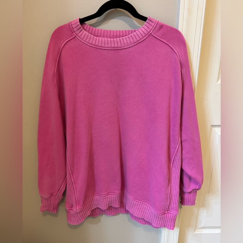 AE Aerie Down-To-Earth cosmic pink Crew Sweatshirt oversized comfort cozy